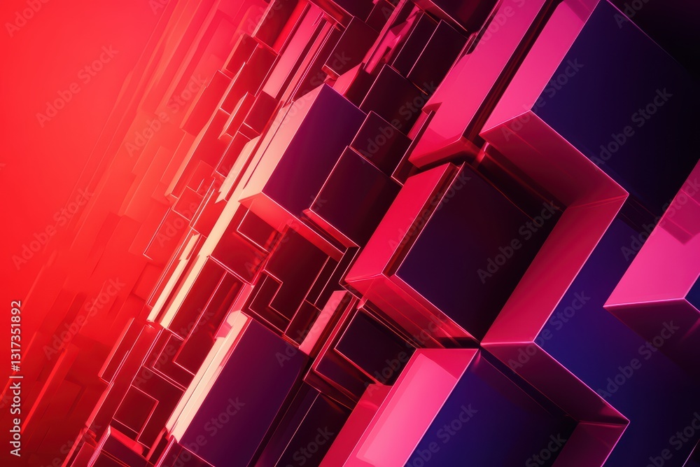Poster neon 3d abstract typography floating above a gradient background with vibrant colors