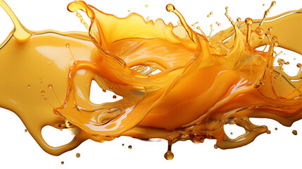 Orange Liquid Splash Dynamic Abstract Background, Vibrant Fluid Texture for Design, isolated on transparent background.