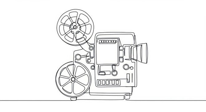 black and white projector line art clip art preview
