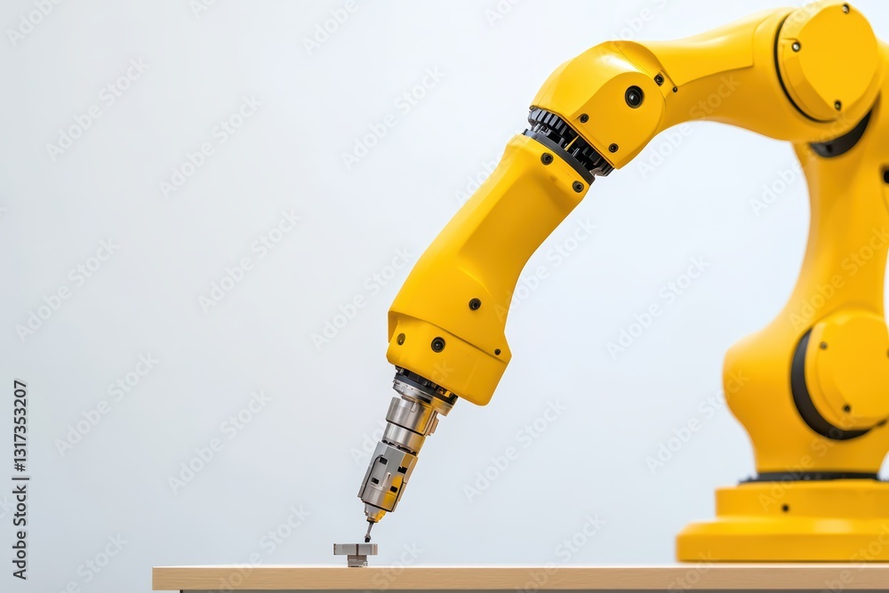 Poster isolated industrial robot assembling components with precision in a modern factory setting