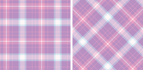 Deep Powder Pink and Pastel Pale Purple Seamless Tartan Fabric Design