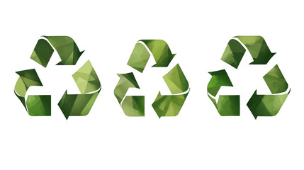 Obraz premium Abstract Low-Poly Green Recycling Symbol Design for Eco-Friendly Concepts