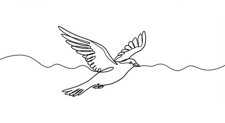 Fototapeta premium Expressive Hand-Drawn Bird in Flight