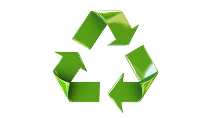 Obraz premium Green Recycle Symbol With Shiny Arrows in Three-Dimensional Style