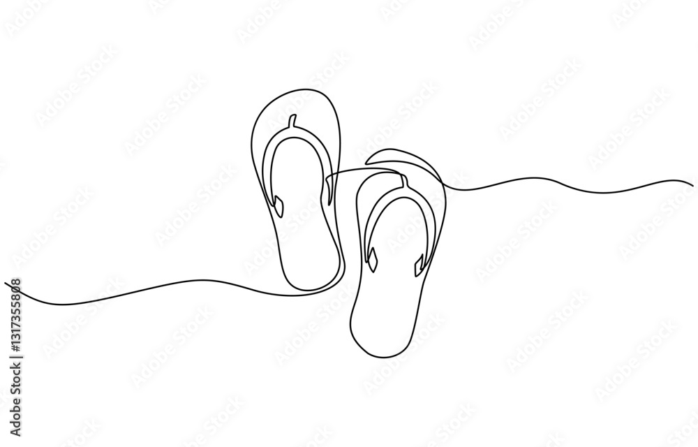 Poster two flip flops are shown in a line. the flip flops are white and are laying on a white background, t