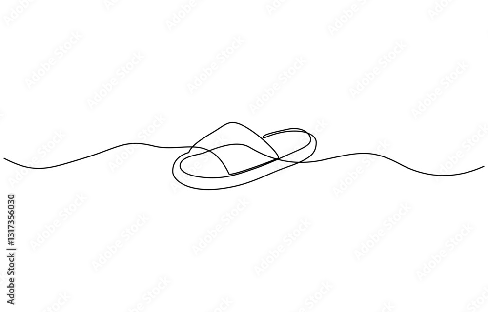 Poster a shoe is drawn in a line on a white background. the shoe is a sandal with a strap, a simple black a