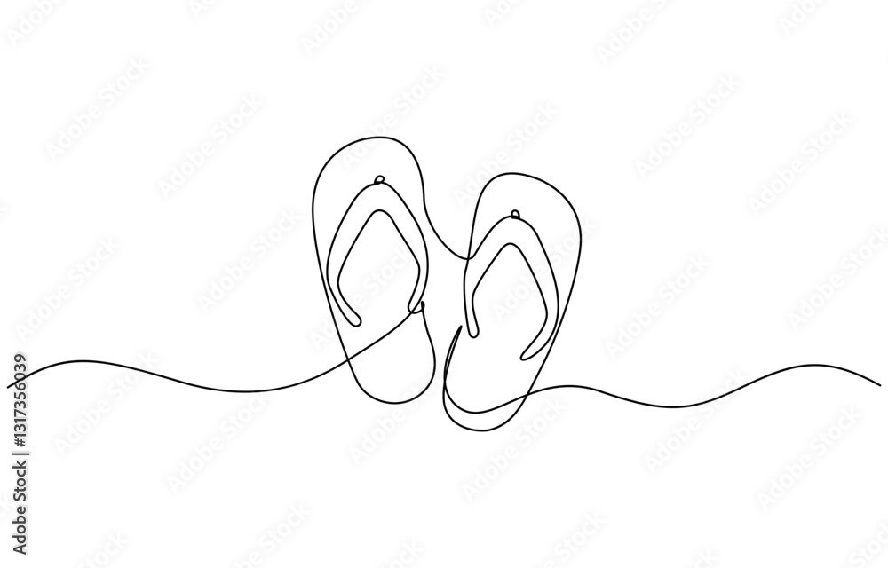 Poster two flip flops are shown in a line. the flip flops are white and are laying on a white background, t