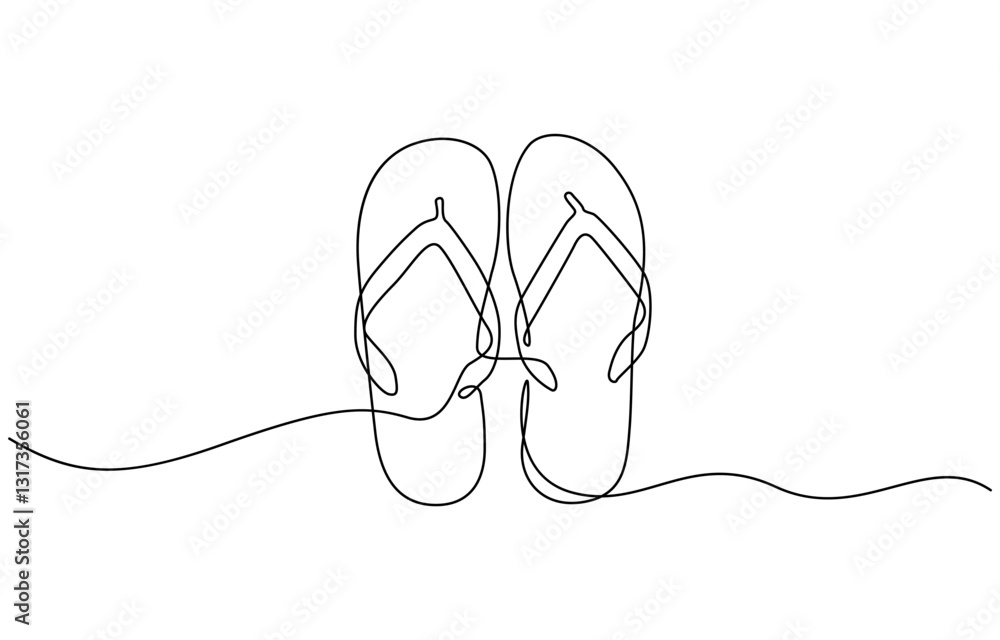 Poster two flip flops are shown in a line. the flip flops are white and are laying on a white background, t