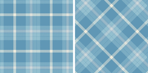 Pastel Light Grey Blue Seamless Tartan Fabric Design