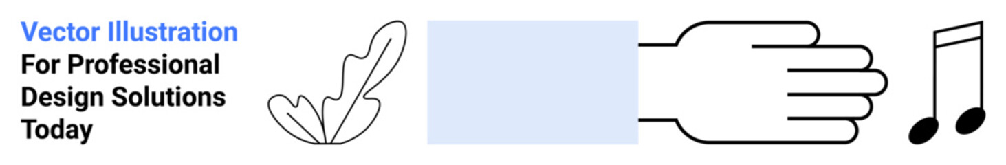 Sprout, open hand, rectangle, and music note elements for growth, support, innovation, design, art music and creative solutions. Ideal for business ideas education eco-branding flat landing page