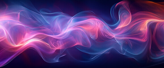 Obraz premium Abstract image of flowing, translucent pink and blue waves on dark background, suggesting movement, energy, or ethereal beauty, ideal for design projects