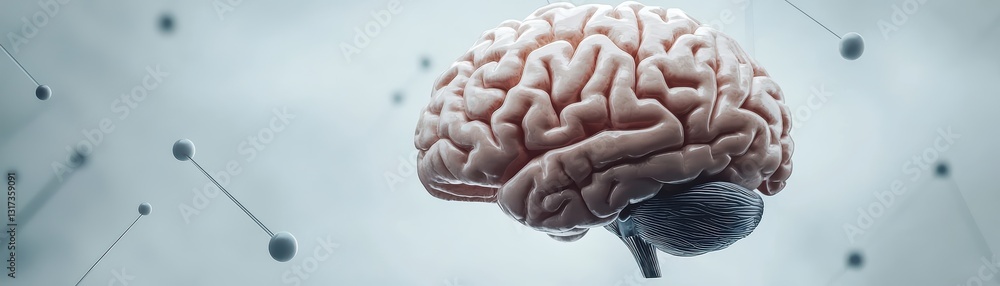 Aufkleber abstract representation of neural network forming around human brain in 2d space
