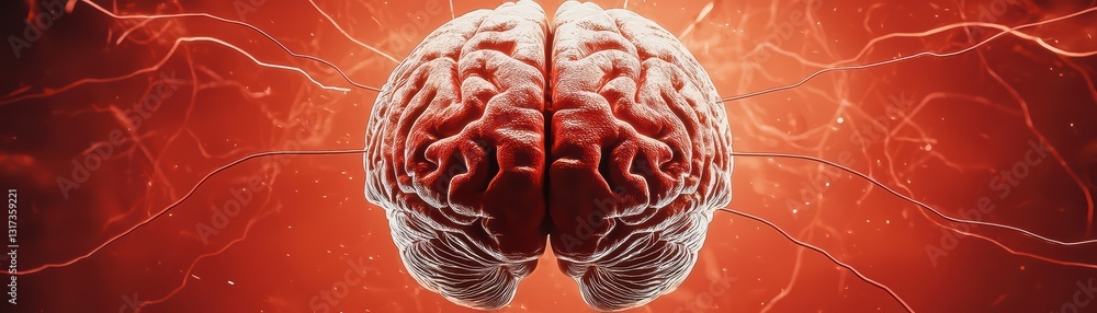 Poster abstract neural network forming human brain visual representation in 2d digital art