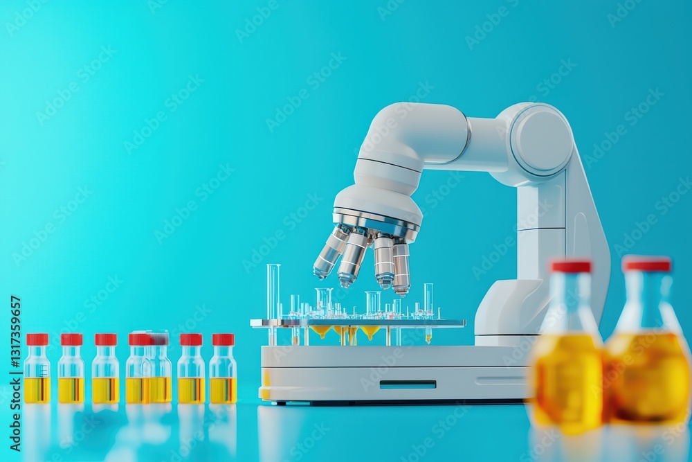 Poster advanced ai-powered robot handling complex chemistry experiments in a modern laboratory setting