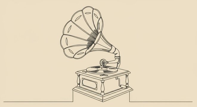 recommend clip art: Vintage Gramophone Line Drawing