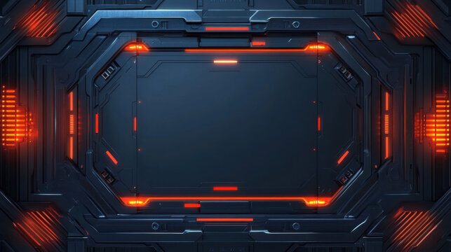 Futuristic hi tech background with sleek metallic texture and glowing red accents, creating dynamic and modern design