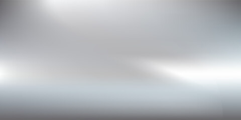 Silver foil background with metal mirror texture. Chrome gradient surface with light gloss. Vector aluminum grey sheet with reflection
