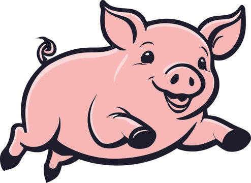 recommend clip art: A cartoon pig illustration, A cute pig character design