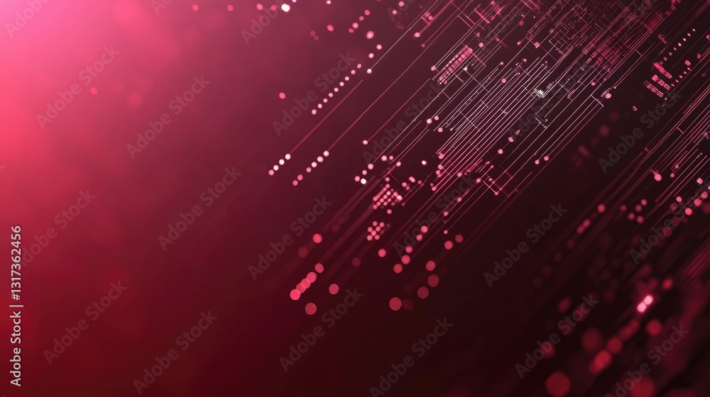 Poster abstract red digital network technology background with glowing lines and dots