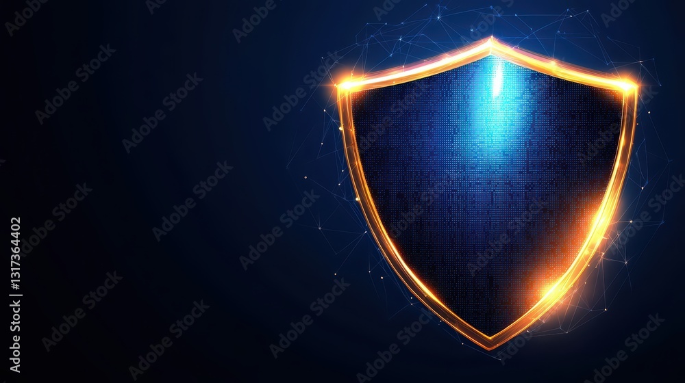 Aufkleber futuristic digital shield with glowing edges in a dark background for cybersecurity concepts
