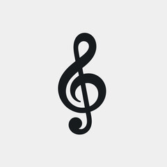 Fototapeta premium very simple flat and minimalist Treble Clef silhouette in black on a white background