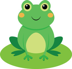 Cheerful Frog sitting on a lily pad illustration 