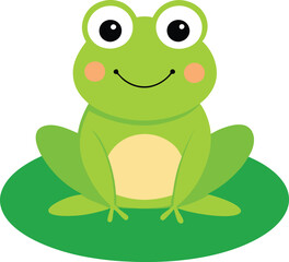 Fototapeta premium Cheerful Frog sitting on a lily pad illustration 