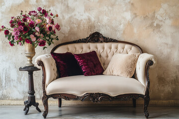 vintage armchair with flowers