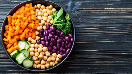 Colorful Vegan Buddha Bowl Filled with Superfoods and Fresh Vegetables for Healthy Eating