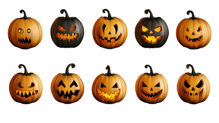 Collection of Scary and Funny Pumpkins for Halloween Festivities