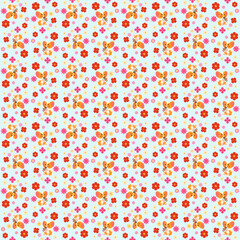 Seamless floral pattern featuring adorable corgis and delicate flowers in warm tones. Perfect for textiles, wallpapers, wrapping paper, and decorative projects. A charming mix of nature and playful pe