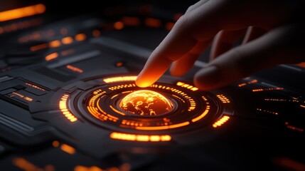 Obraz premium Global Network Control: Futuristic Interface