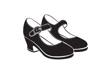 Girl baby shoes  silhouettes vector with white background