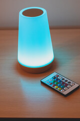 Modern color changing led lamp..Eco rechargeable bedside lamp with remote control for cozy...