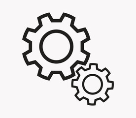 Black process icon vector line, Gear Process. Two gears wheel with flat design style vector illustration.