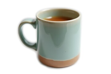 Teal Ceramic Mug with Warm-toned Rim Filled with Beverage