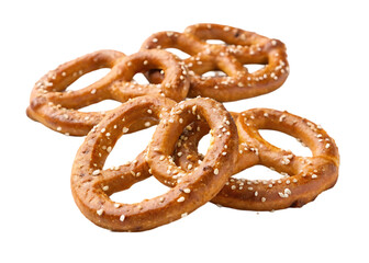 golden twisted pretzels with salt