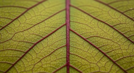 Obraz premium Leaf Vein Macro Close-up Showing Intricate Details and Natural Patterns
