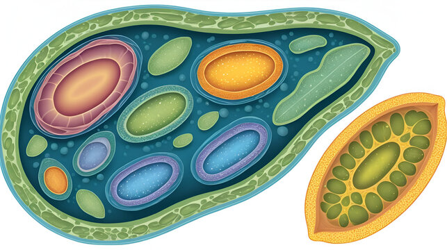 Internal organelles of a paramecium, showing contractile vacuole and micronucleus, Animal Vector Graphic