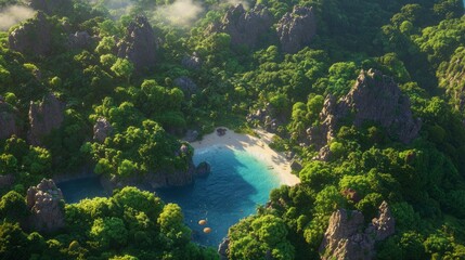 Tropical Island Cove Sunrise View