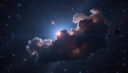 Obraz premium This stunning digital artwork presents a vibrant and surreal cosmic scene, blending elements of nebulae, planets, and star fields.