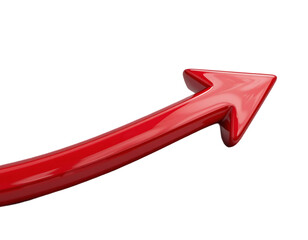 A glossy, red, left-pointing arrow isolated against a white background. Generative AI