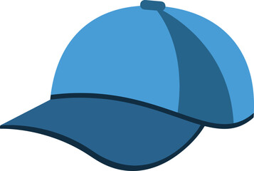 Blue baseball cap vector illustration with white background & transparent