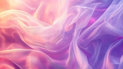 Obraz premium Soft Fabric Waves: Delicate fabric waves flow seamlessly, illuminated by a palette of warm hues and cool shades creating an ethereal atmosphere.
