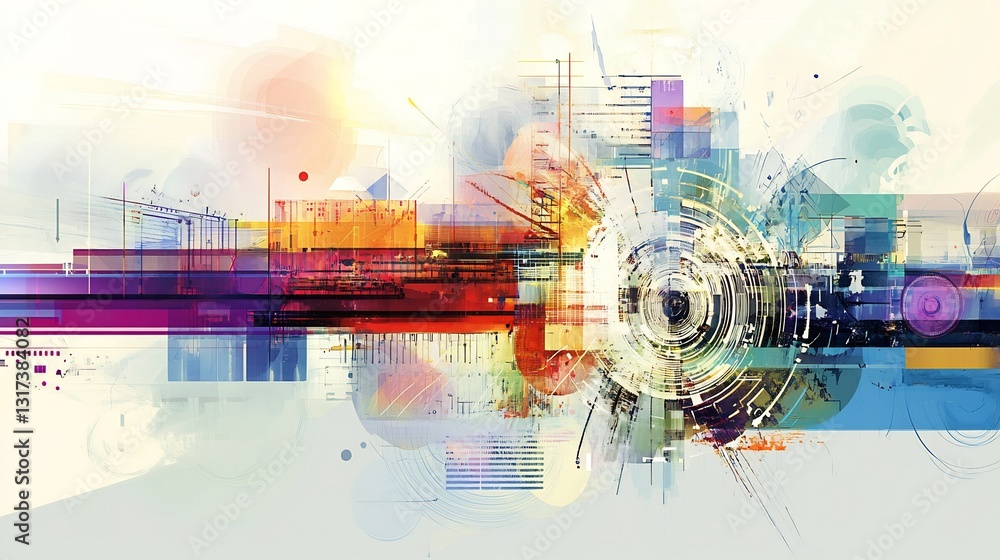 Poster artistic depiction of business innovation highlighting abstract layer representing creativity modern