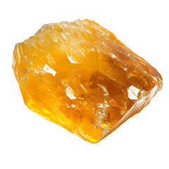 Polished Citrine Chunk with Bright Yellow Orange Isolated on Transparent Background