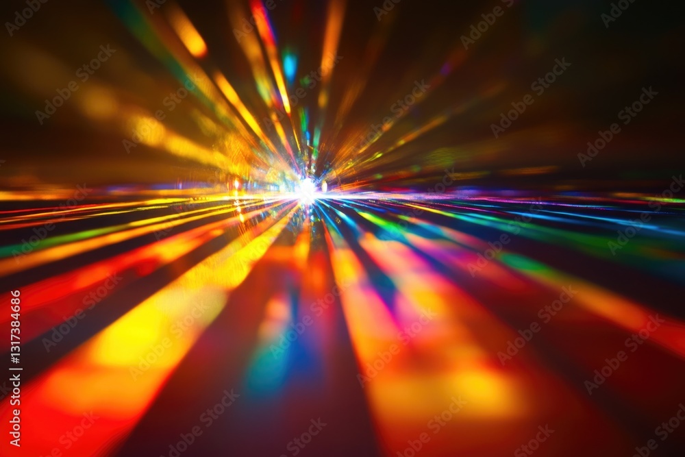 Poster a blurry image of a brightly colored light with no clear context or background