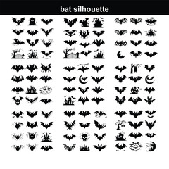 Set of bat silhouettes Collection of halloween bats silhouettes