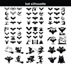Set of bat silhouettes Collection of halloween bats silhouettes