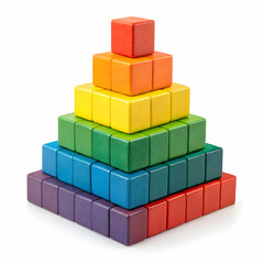 Obraz premium Colorful Wooden Blocks Stacked High Fun Playful Building